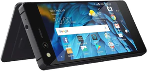 ZTE Axon M zwart half geopend ed gedraaid linkerzijkant