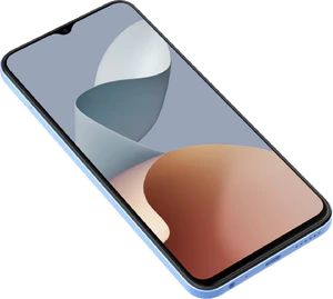 ZTE Blade A73 blå front vänster sida botten snett